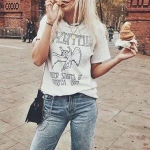 Brandy Melville  Led Zeppelin Tee - T-shirt - Medium Beige